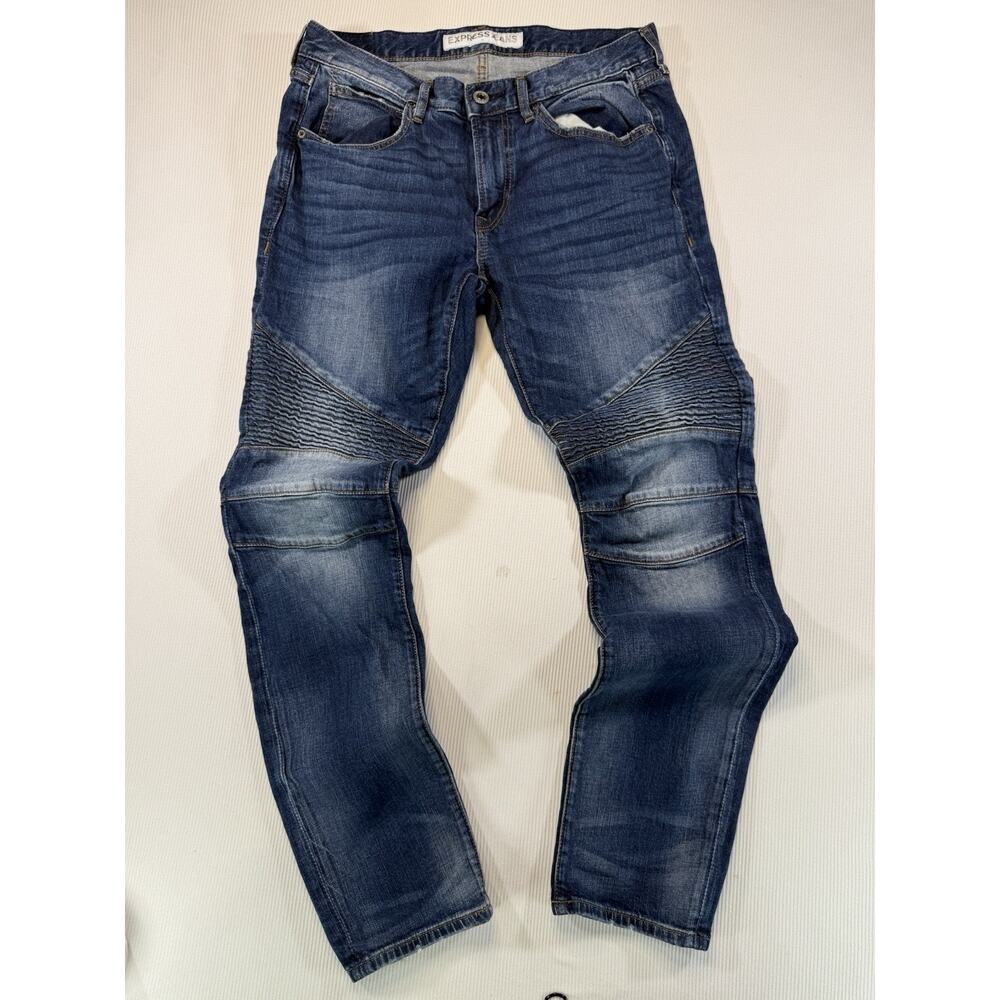 Express Alec Super Skinny Jeans Mens 32x32 Moto Panel Biker Stretch